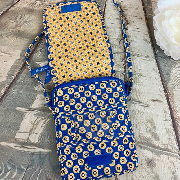 Vera Bradley Mini Crossbody Blue Yellow Print - Picture 7 of 11